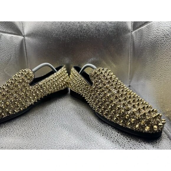 RARE 🚀‎ Size 10 - J75 By Jump Luxor Gold Spike Studded Men's Slip Ons - Picture 8 of 12